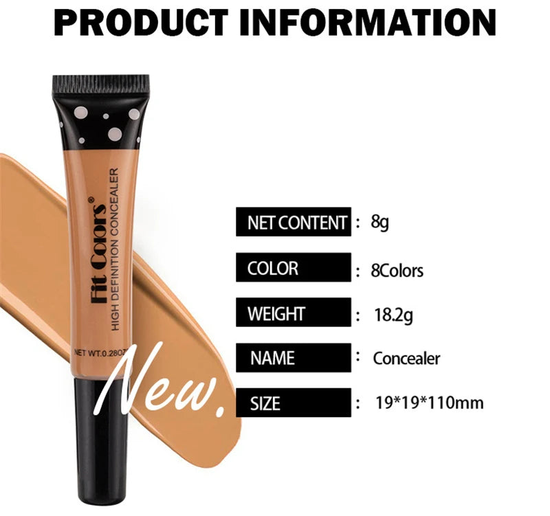 Full Cover Liquid Concealer 8 Color BB Cream Foundation Air-permeable Natural Brightening Makeup Eye Dark Circles Cream Cosmetic