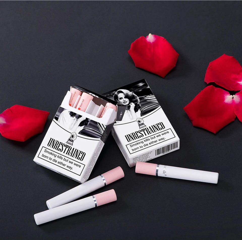 4Colors/set Cigarette Lip Gloss Set Velvet Matte Waterproof Long-lasting Lip Non-Stick Cup Cigarette Lipstick Makeup For Women