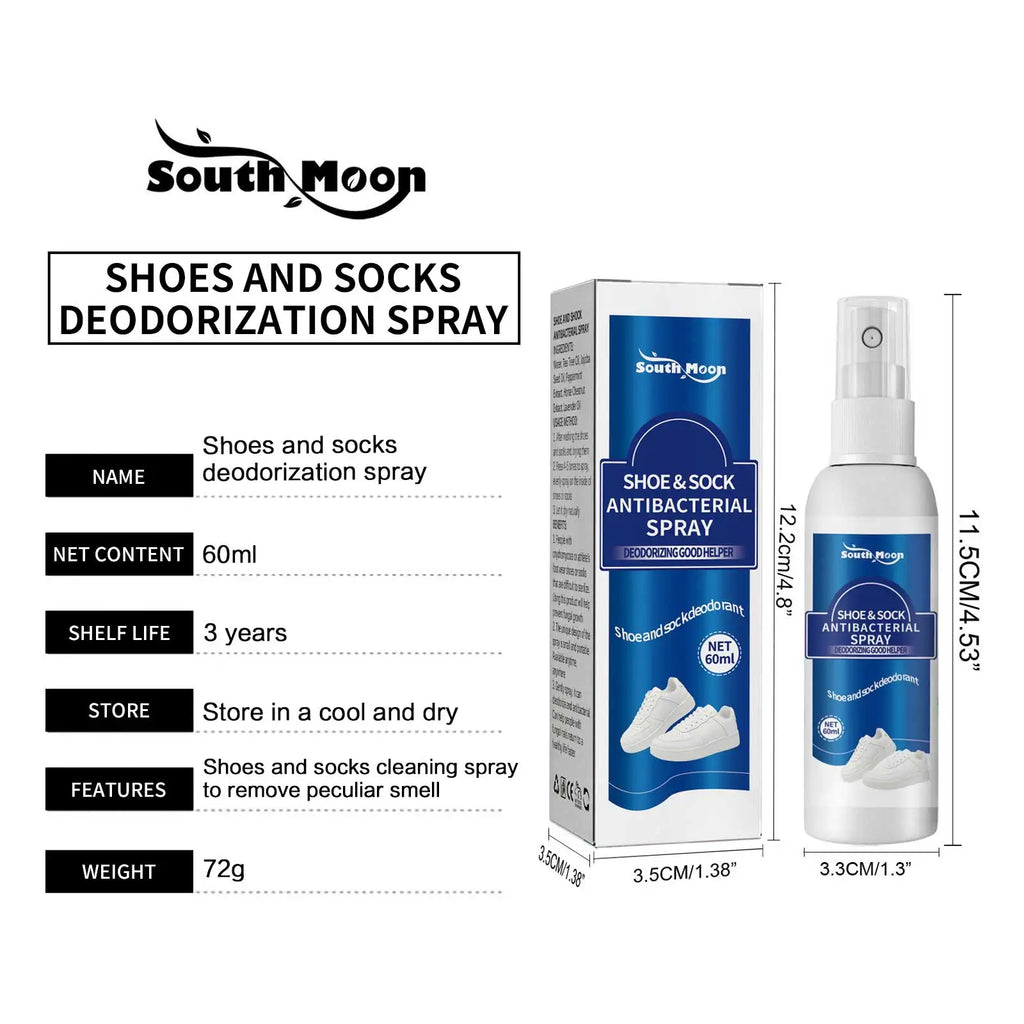 South Moon Shoes Deodorization Spray Antibacterial Antiperspirant Relieve Foot Tinea Beriberi Refresh Shoe Odor Removal Spray