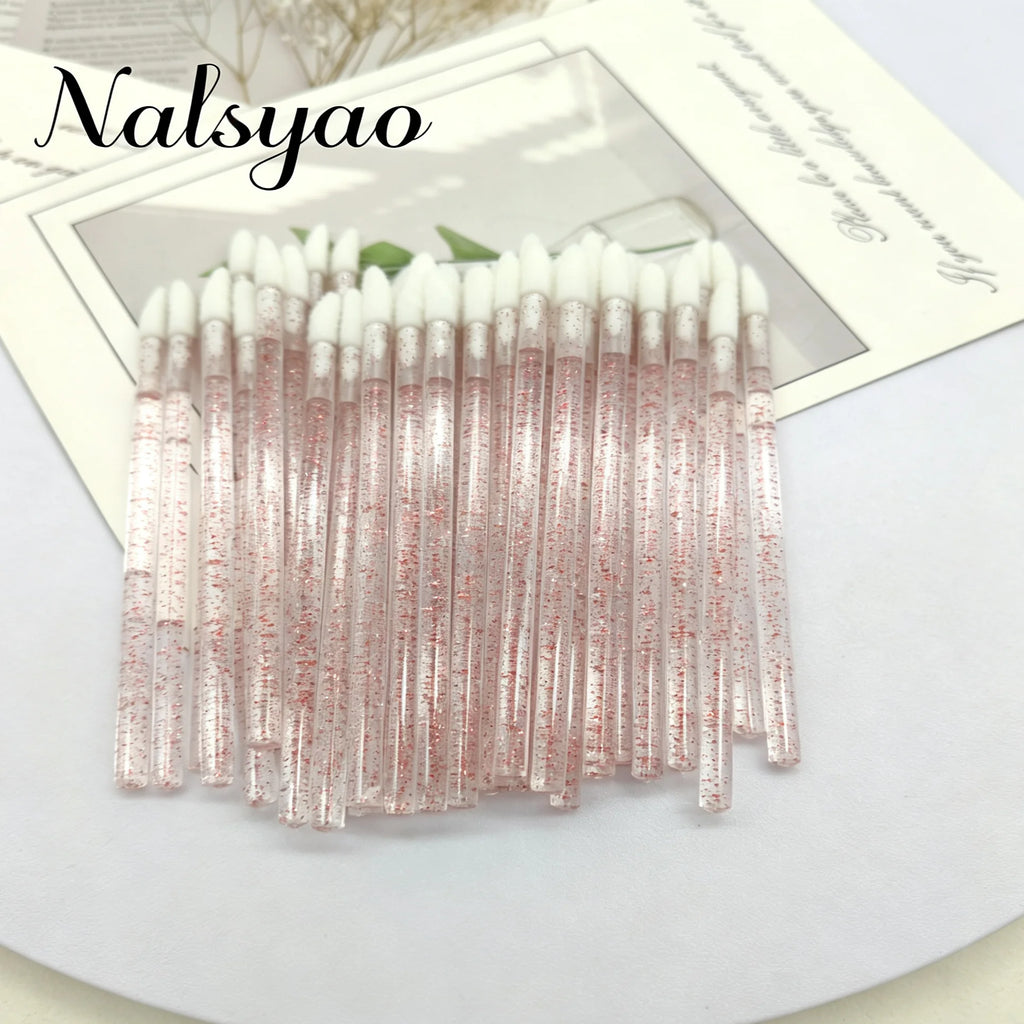 50Pcs Crystal Eyelashes Brushes Individual Lash Removing Cleaning Mascara Applicator Lip Brushes Makeup Eyelash Extension Tools