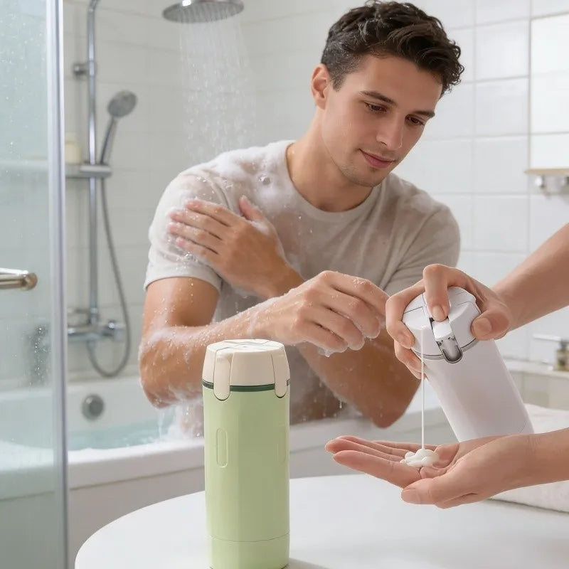 4-in-1 Travel Refillable Bottles, Portable Toiletries and Cosmetics Containers for Shampoo, Body Wash, Travel Storage Bottles