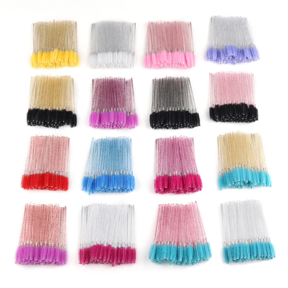 100Pcs Disposable Eyelash Brushes Spoolie Mascara Wands For Eyelash Extension Household Salon Cosmetic Supply