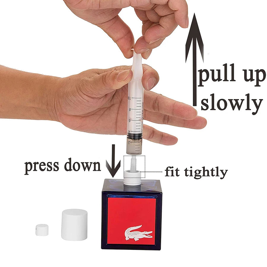 12-piece perfume dispenser set - 2 syringes, 2 pipettes, 2 perfume separators, 2 converters, 2 funnels, 2 spring-loaded pipettes