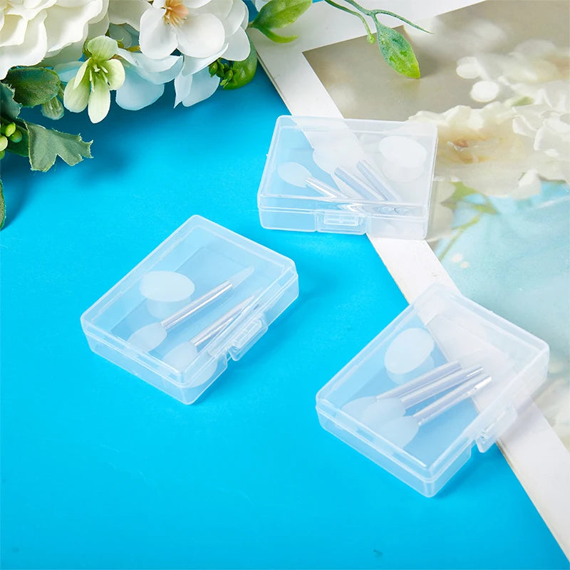 3 Pieces Of Soft Silicone Double Head Lip Mask Brush With Sucker Dust Cover Makeup Brushes With Storage Box