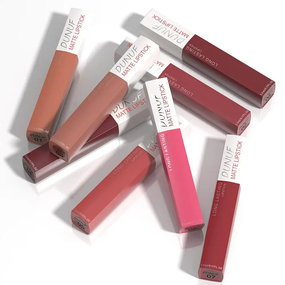 Non Stick Cup Liquid Lipstick Dark Purple Long Lasting Lip Gloss Matte Velvet Finish Resistant To Fading Waterproof Lip Cosmetic