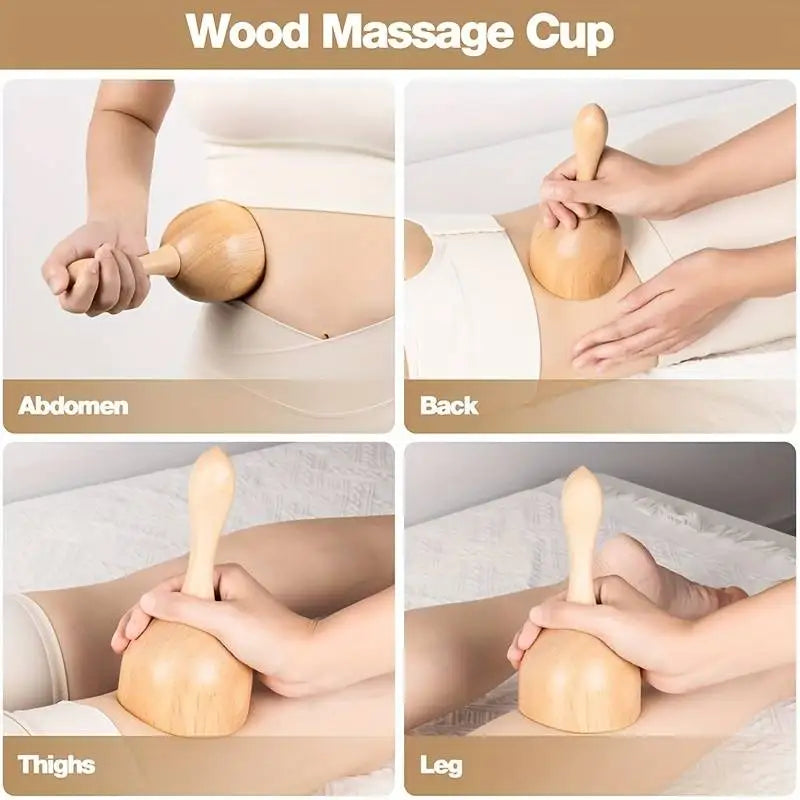 Wooden Massage Roller Tool Set, Wood Massage Kit, Manual Massage Tool for Body Massage Gua Sha Set, for Back,Legs,Neck