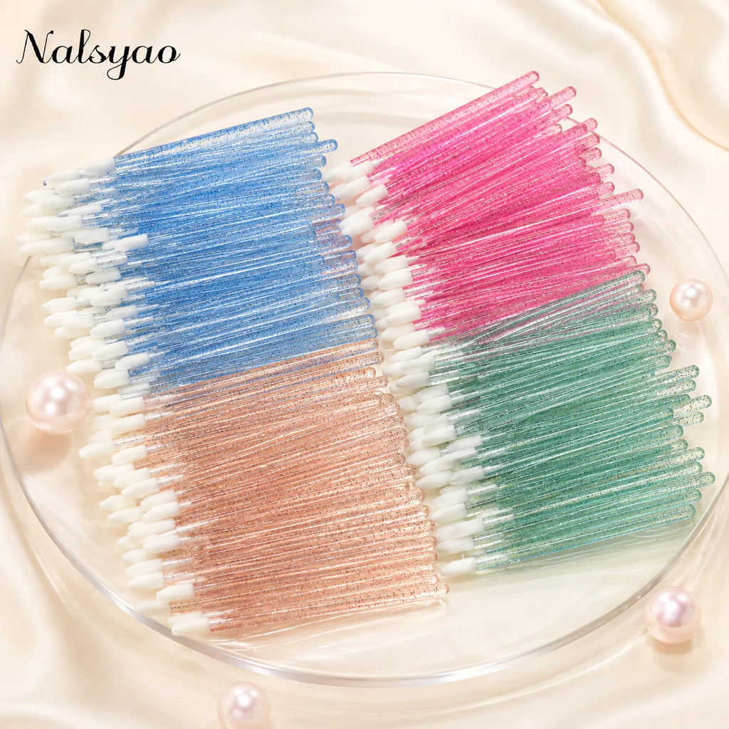 50Pcs Crystal Eyelashes Brushes Individual Lash Removing Cleaning Mascara Applicator Lip Brushes Makeup Eyelash Extension Tools