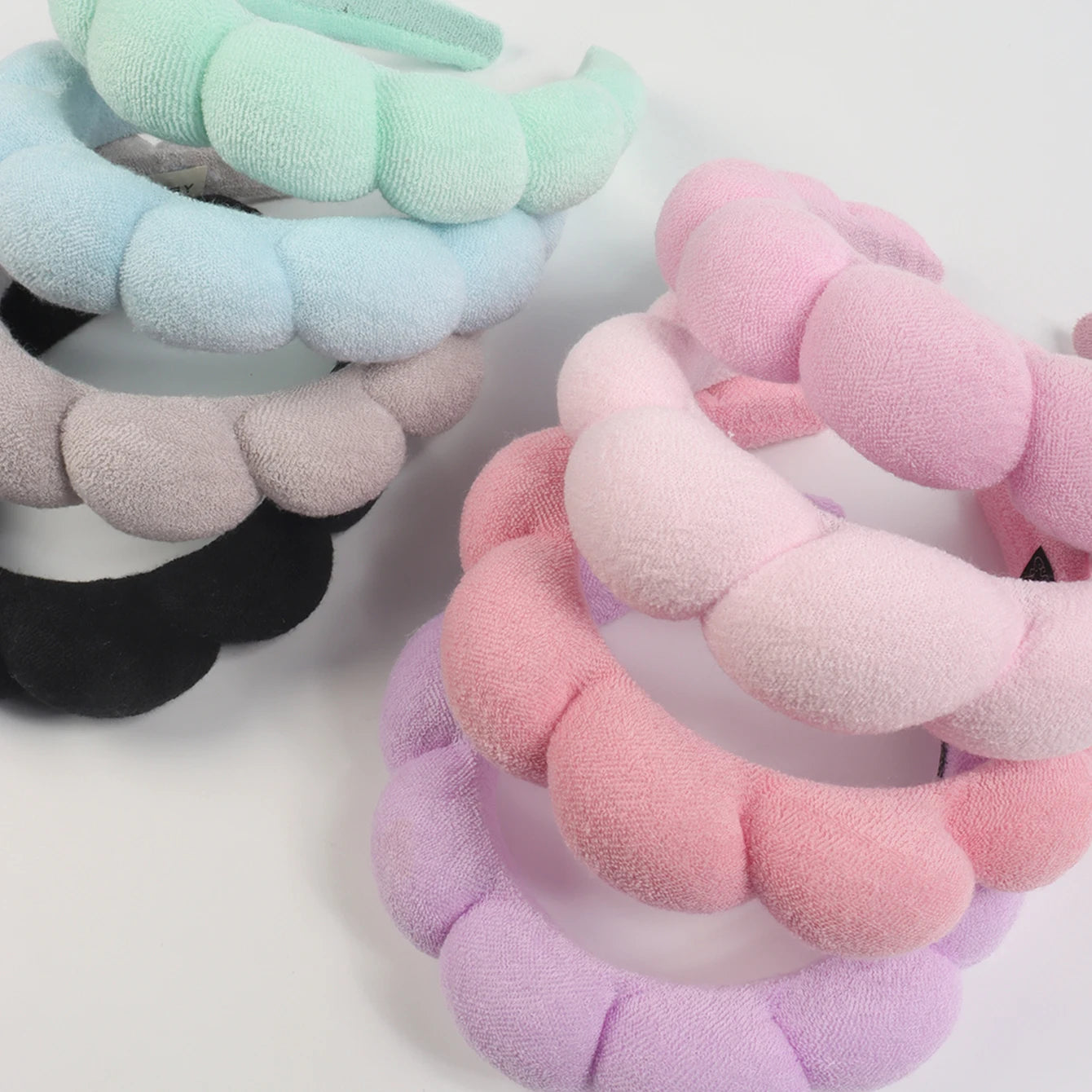 1/3Pcs Fashion Microfiber Washing Wristbands Scrunchies Puffy Headband Spa Bubble Headband for Washing Face Makeup Shower Skincare