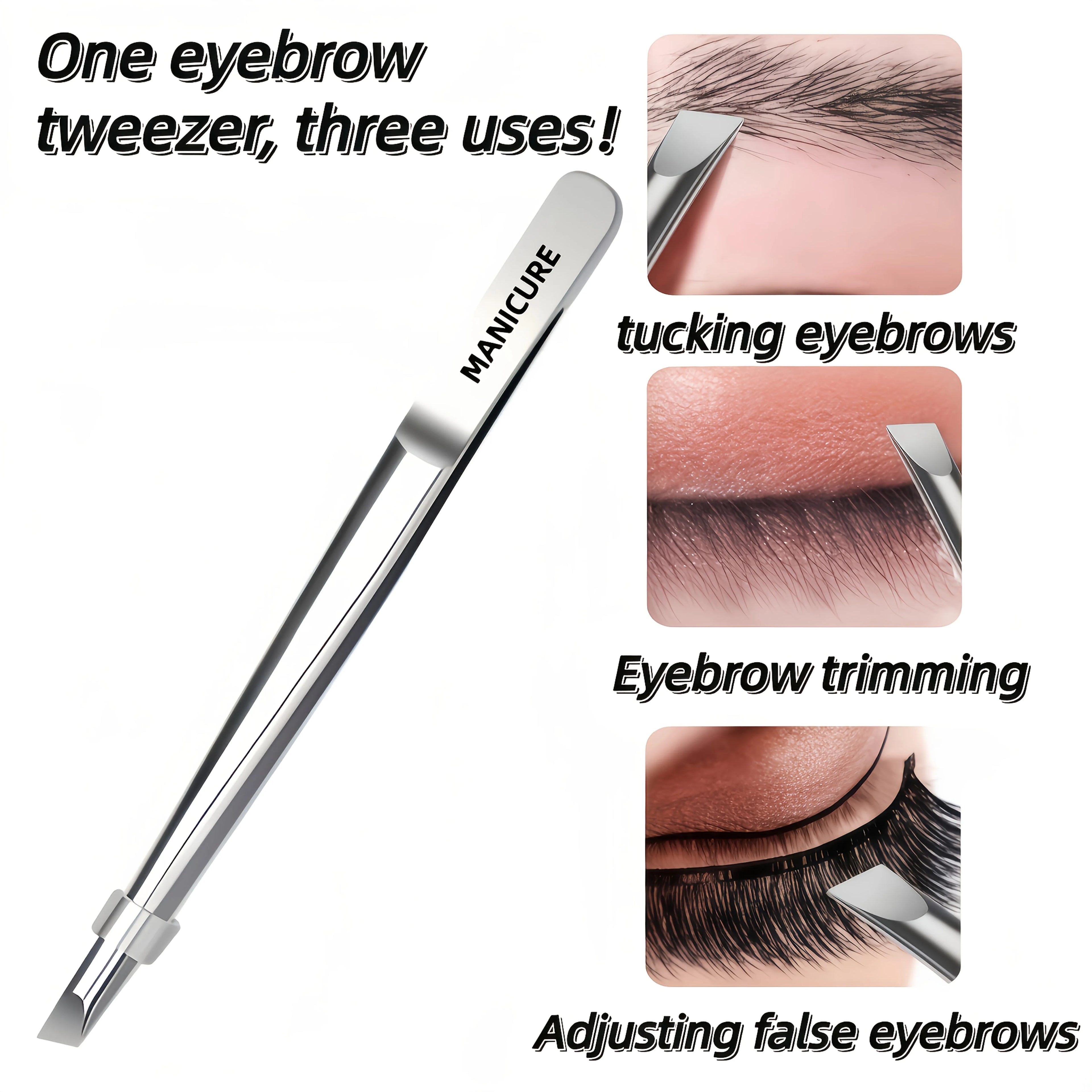 Stainless Steel Tweezers Tool Suitable for Eyebrow Eyelash Application Beard & Mustache Trimming False Eyebrow Applicator Gifts
