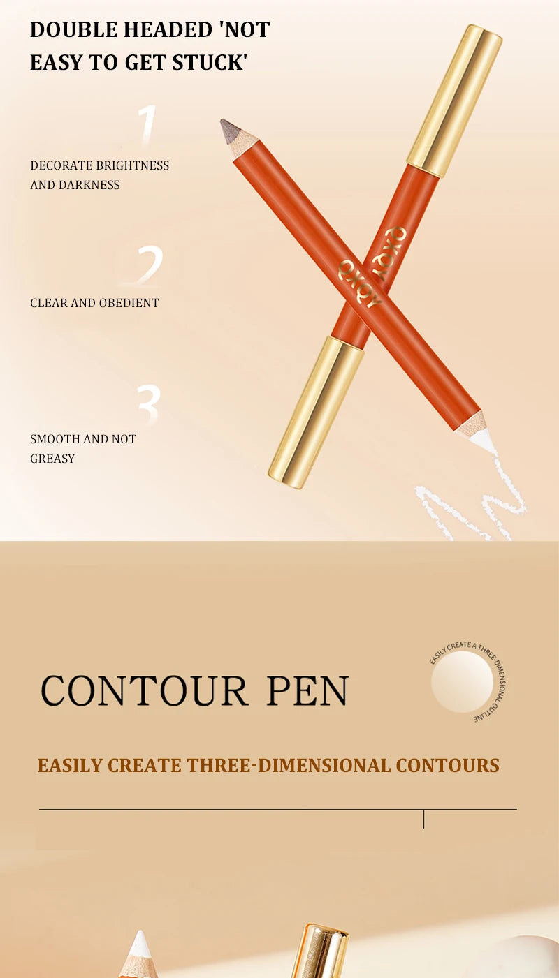 Three dimensional Fine Double Head Contour Pen to Lighten Tear Hole Natural Touch Nose Shadow Contour Holding Highlighter