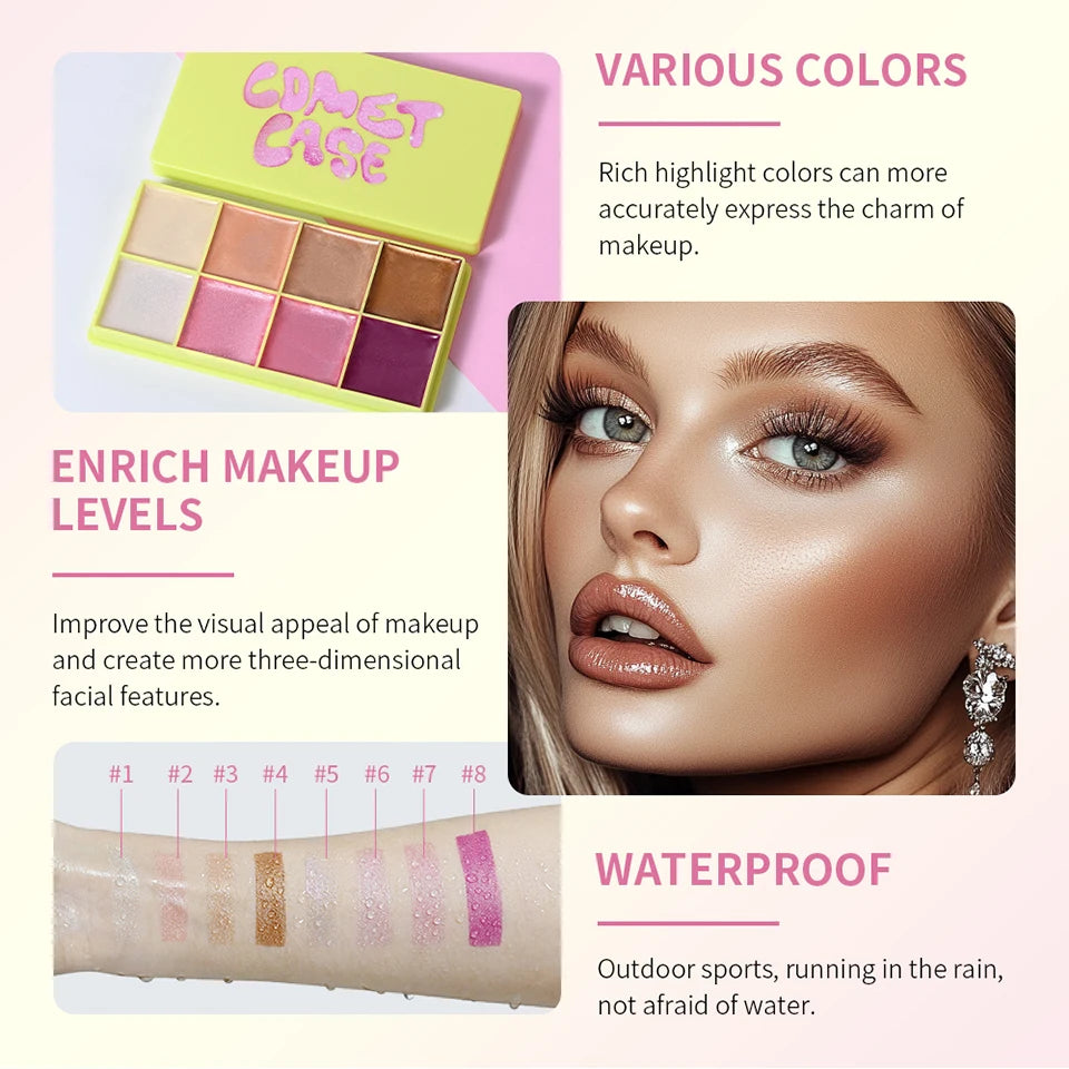 Curve Case Cream Eyebrow Cream Blush Highlighter Palette Matte Shimmer Finishes Shadow Tones Long-Lasting Cosmetics
