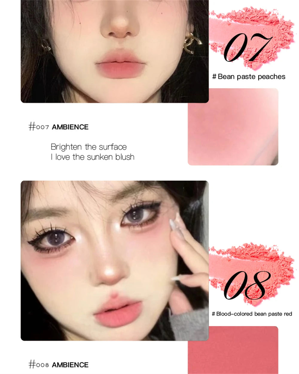 Monochrome Matte Blusher Palette Soft Silky Cheek Natural Facial Rouge Plate Lasting Nude Low Saturation Powder Blusher Disk