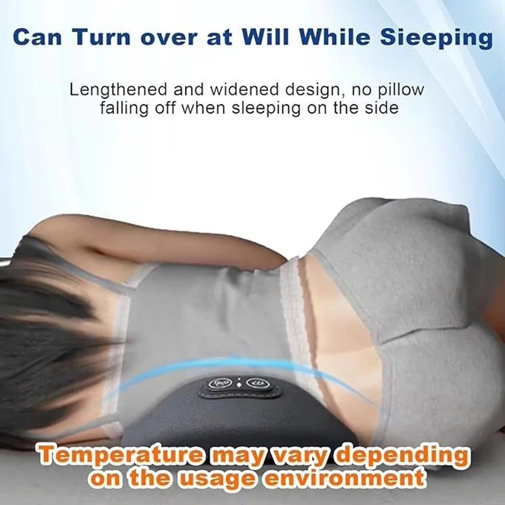Heating Vibration Massage Pillow Electric Lumbar Support Pad Bed Sleeping Waist Protection Cushion Lying Flat Waist Pain Relief