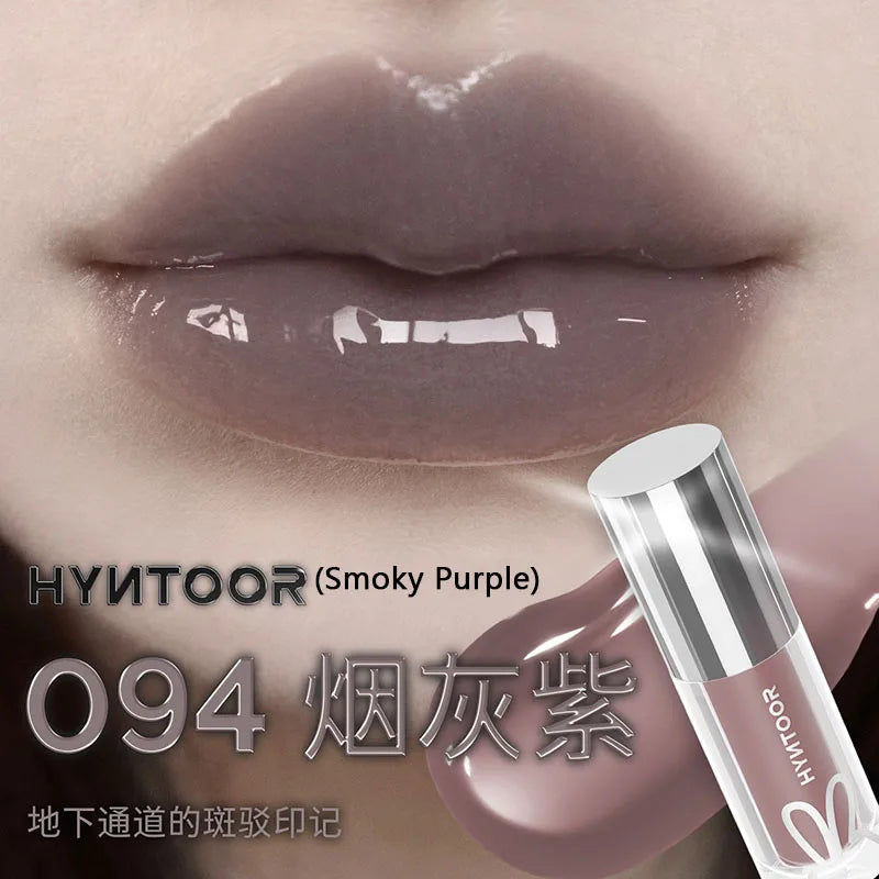 HYNTOOR Goth Lip Gloss Mirror Moist Nude Grey Black Silvery Fine Flash Low Saturation Lip Glaze Lasting Halloween Lip Makeup