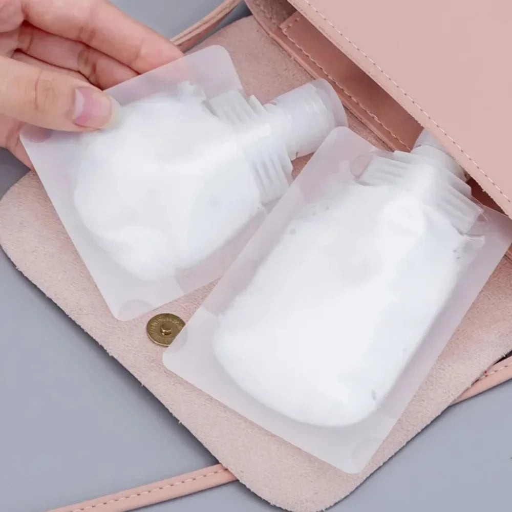 5Pcs Travel Bottles Empty Squeeze Bag Refillable Lotion Dispenser Bag Shampoo Toiletries Liquid Cosmetic Container Storage Pouch