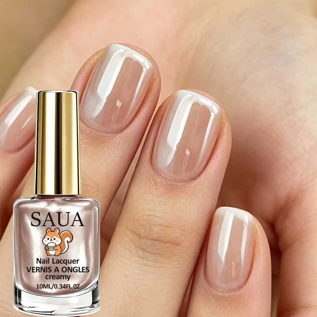 10ML Champagne Color Nail Polish, Fast-Drying, No UV Lamp Needed, Pearl Cream Texture, High Gloss,For Daily Use and Parties