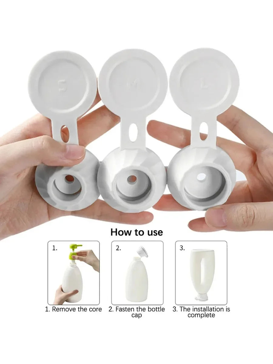 Bottle Emptying Caps, 3/6pcs Adapters Transfer Connector, 3 Sizes Inverted Caps Flipping Bottle, Inverted bottle cap Get Every D
