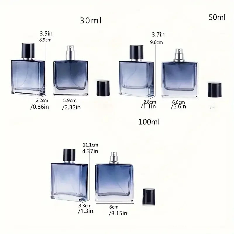 1Pc30Ml/50Ml/100Ml Gradient Blue Glass Perfume Sprayer - Portable Refillable Travel Spray Bottle for Perfume, Cosmetics, and Liquids, Perfume Bottle