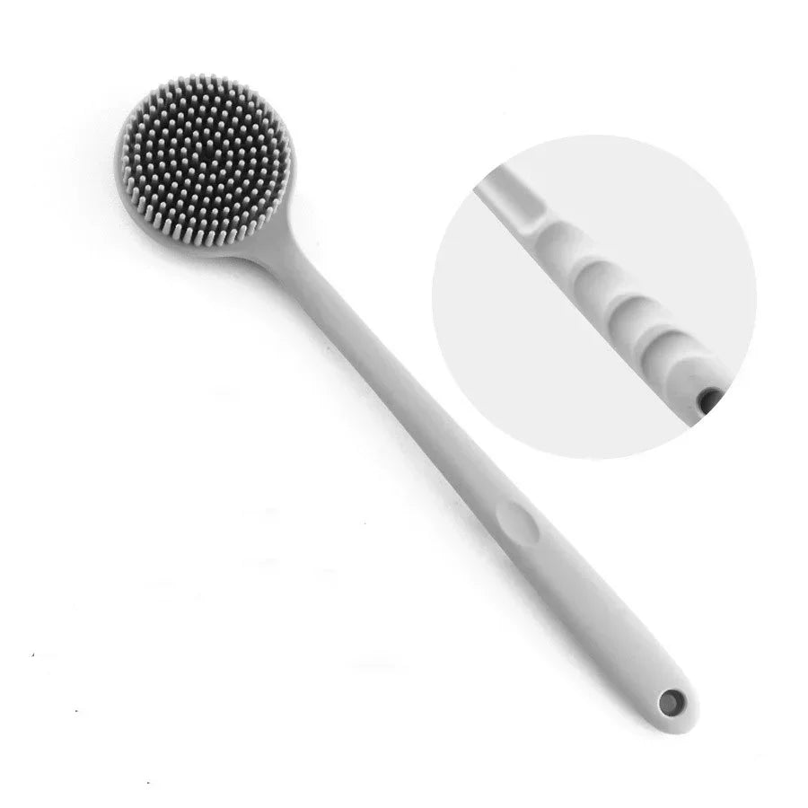 Silicone Long Handle Shower Brush Soft Haired Lazy Bath Tools Back Scrubber Sponge Exfoliating Skin Massager Bathroom Tools