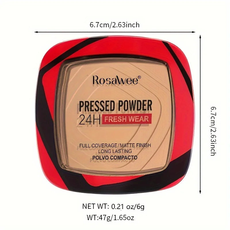Full Coverage Pressed Powder Foundation With Puff Applicator, 24H Wear Matte Control Oil  Foundation Long Lasting Face Makeup