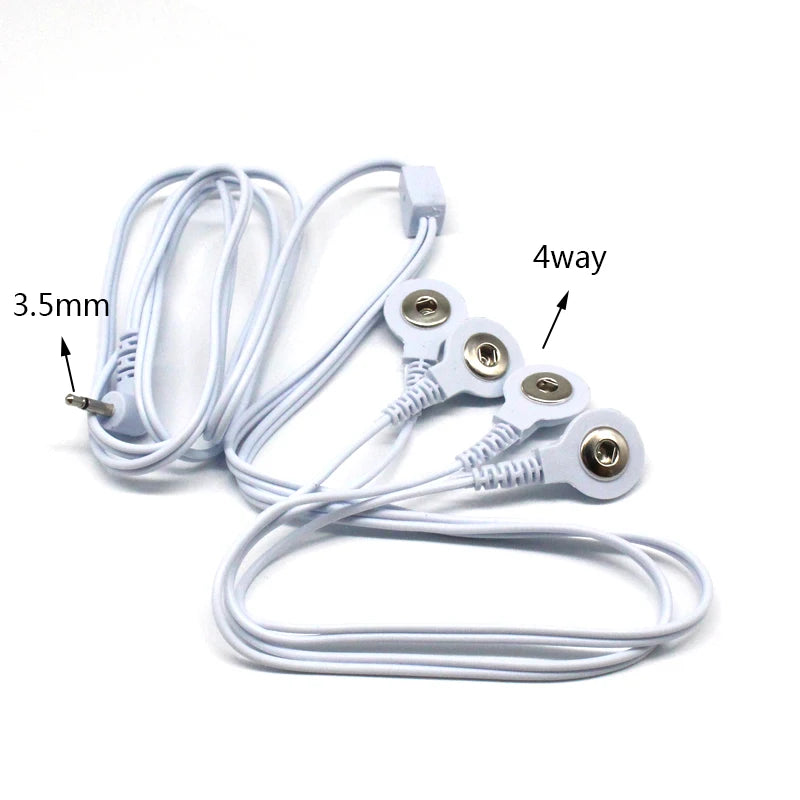 2 Way+4-Way Machine Massager Button Cable Electrode Pads Standard Connection Massage for TENS Unit Lead Wires Cables