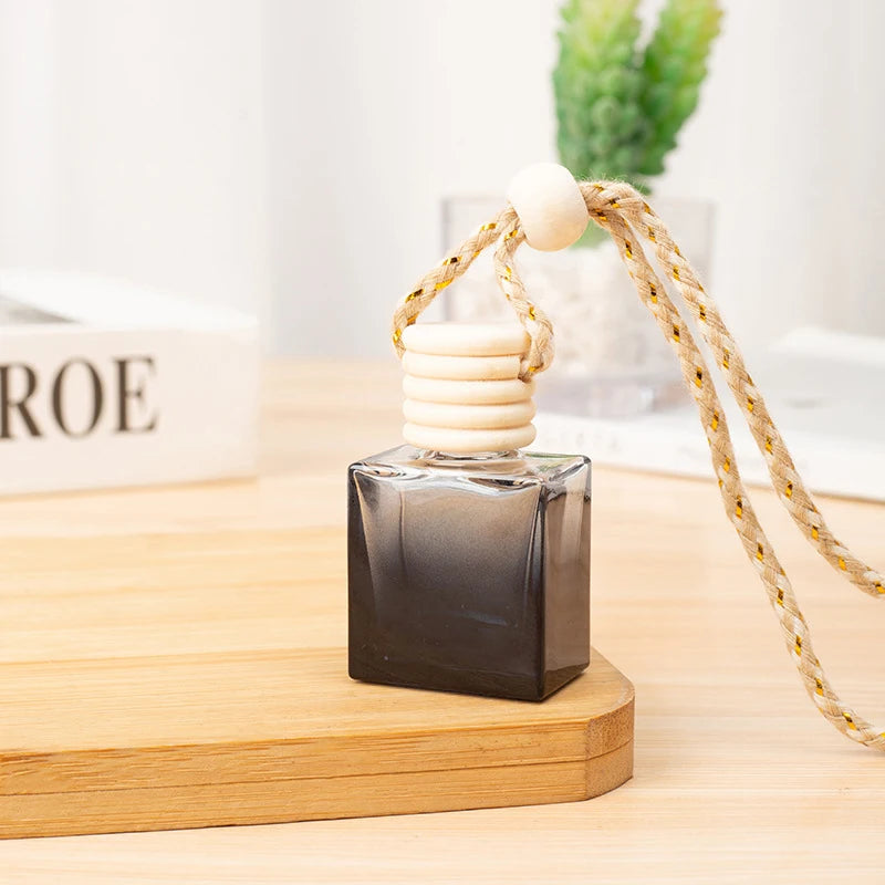 1PC Dyed Square Cap Black Cap Empty Bottle Car Essential Oil Diffuser Fragrance Air Freshener Scent Perfume Bottle Ornament