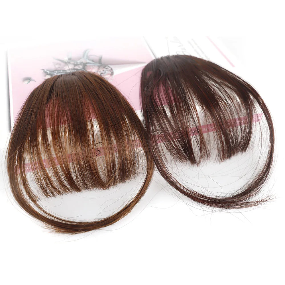 Synthetic Air Bangs Hair Clip-In Extension Heat Resistant Invisible Hairpiece Women Natural Black Bangs Hair Clip Hair Extension