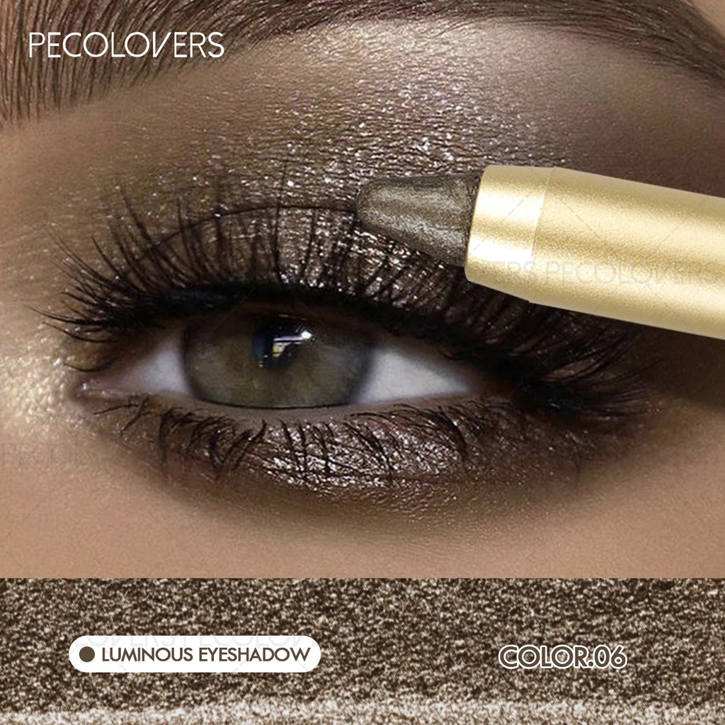 Smudge-Proof & Waterproof Eyeshadow Stick,Dual-Ended Eye with Shadow Stick,Sponge Brush,Glitter & Matte Finishes