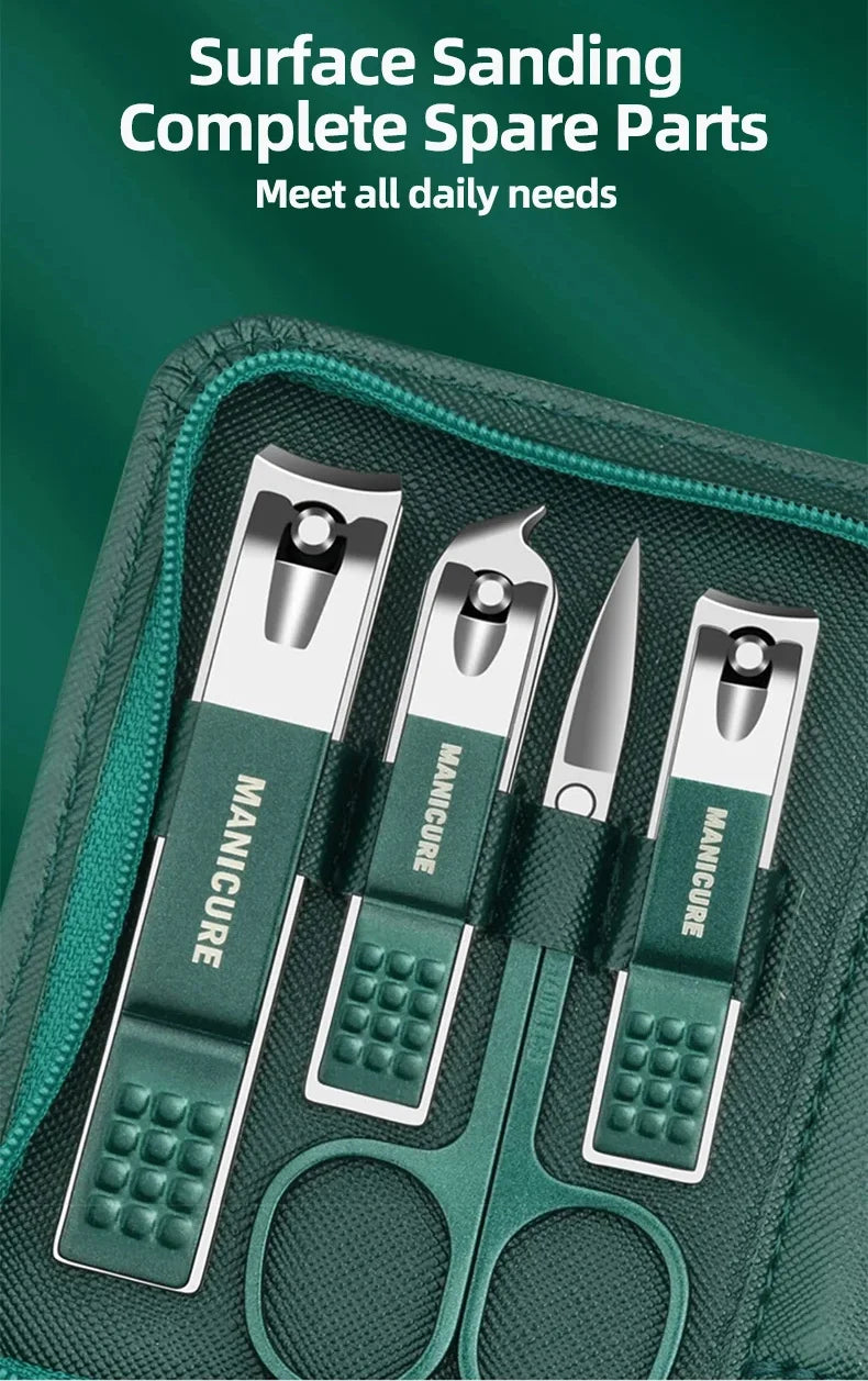 6-9 Pcs Manicure Set With Leather Case Professional Foot And Face Care Tool Kits Stainless Steel Nail Clipper Sets Gift