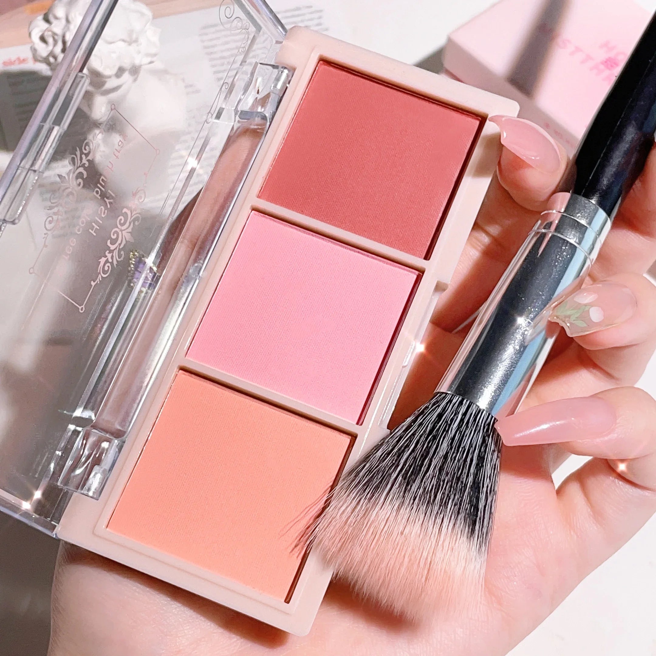3-Color Cheek Red Plate Nude Makeup Natural Matte Milk Tea Orange Eye Shadow Makeup Lasting High Color Rendering Invisible