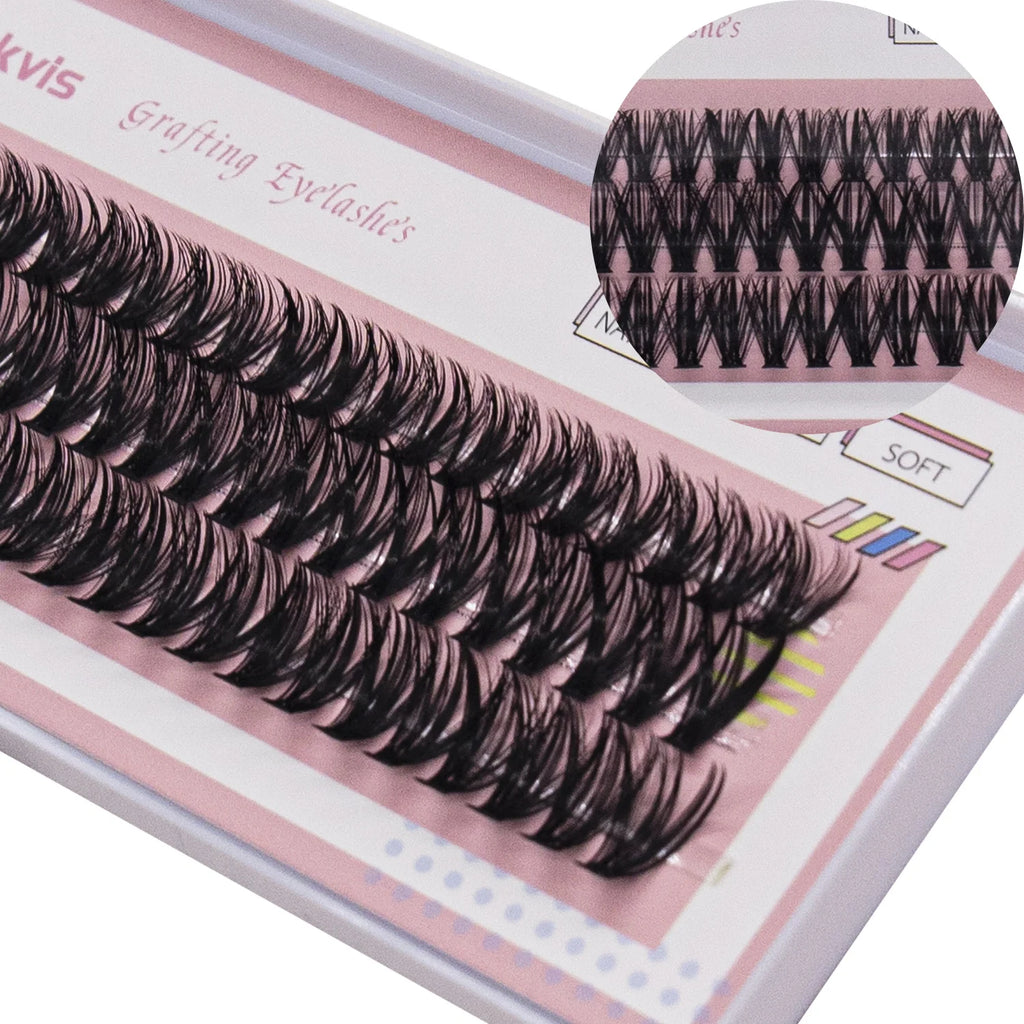 10 boxes of 20D/40D DIY eyelash sets suitable for beginners, with mixed lengths of 10/12/14mm eyelash clusters soft and durable,