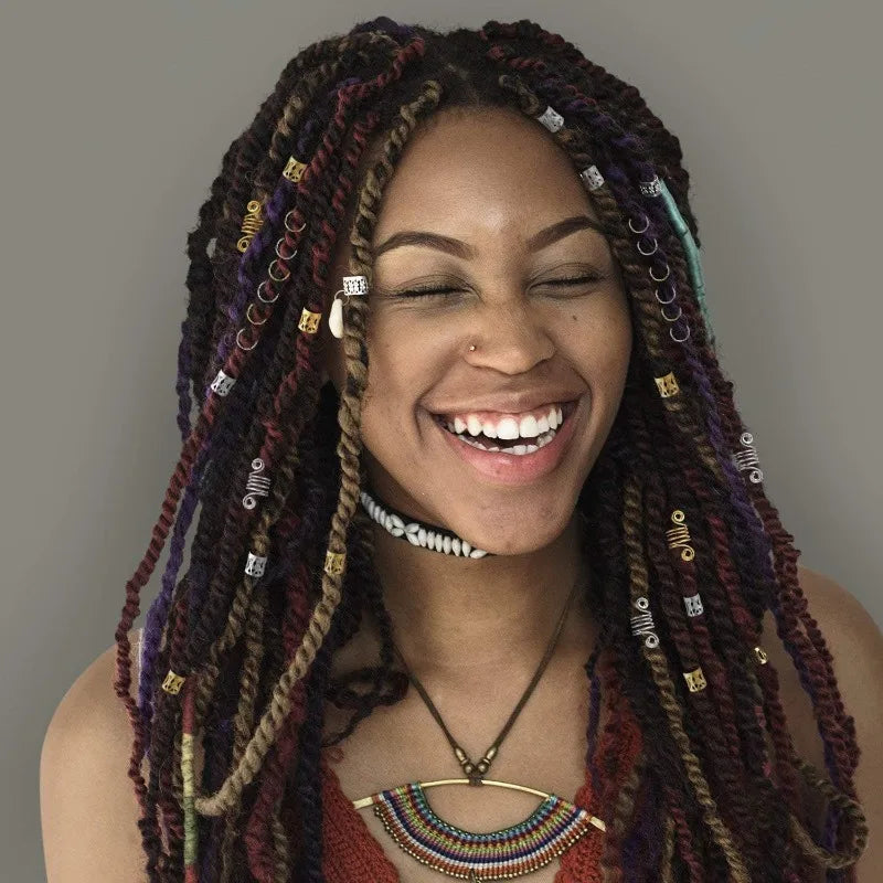 5-8Pcs Metal Hollow Out Hair Ring Accessories,Beads Hair Braid Rings Clips Dread Locks Hair Braiding Metal Cuffs Decoration Gold