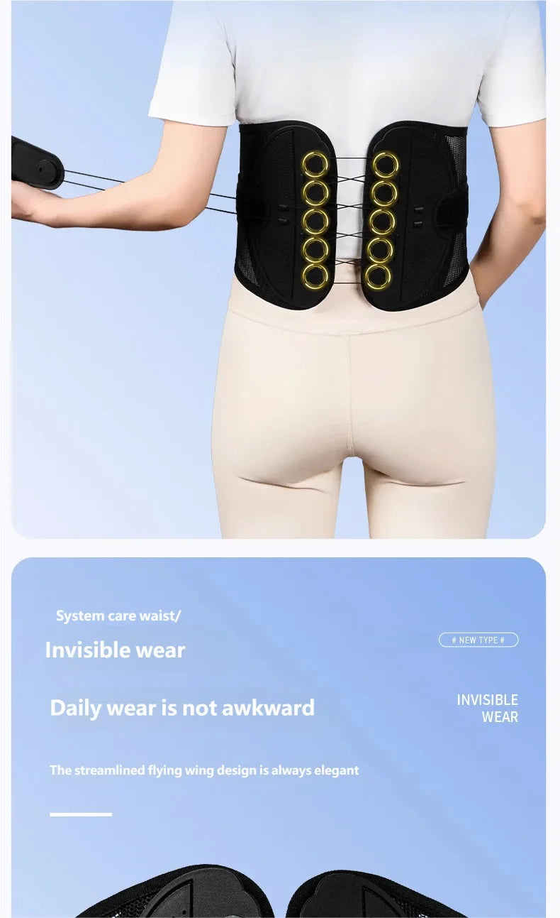 Lumbar Back Support Brace Breathable Mesh Waist Support Belt with Lumbar Panel Compression Strap for Daily Posture Support