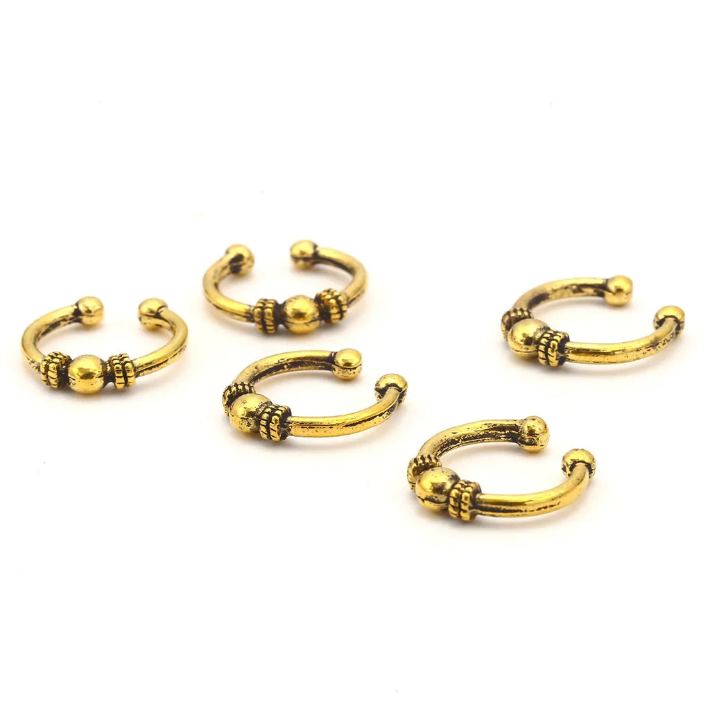 5-8Pcs Metal Hollow Out Hair Ring Accessories,Beads Hair Braid Rings Clips Dread Locks Hair Braiding Metal Cuffs Decoration Gold