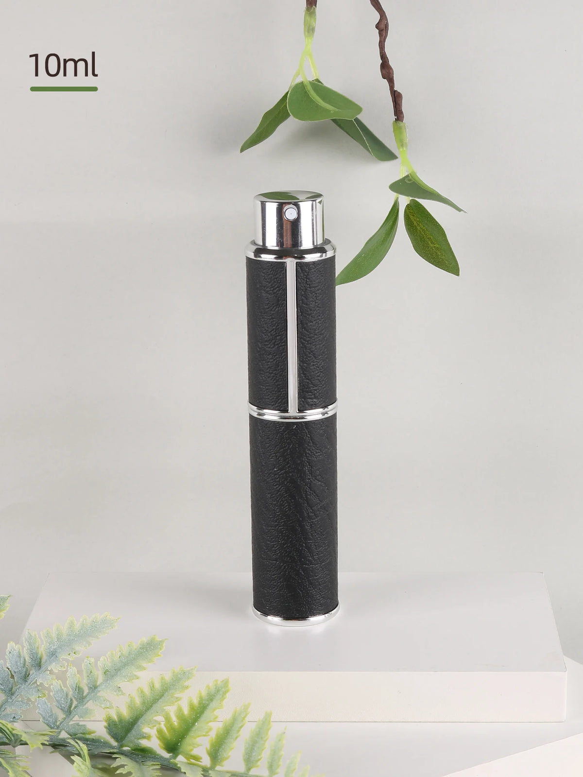 10ml rotary leather perfume bottle, empty refillable travel container, empty cologne bottle, portable spray bottle, pocket size