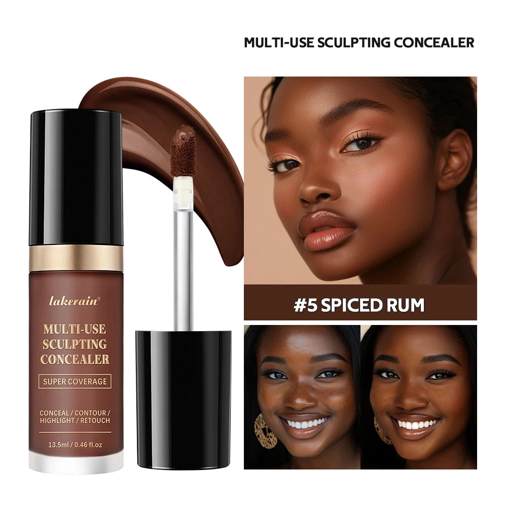 Long-lasting Coverage Concealer Matte Foundation Multi-Use Cream Oil Free Highlight and Retouch Face Makeup Products for Women