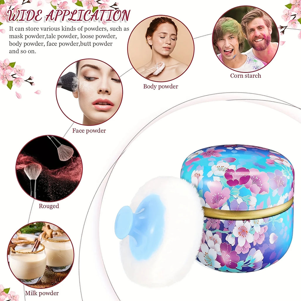 Makeup Puff and Powder Container for Body Dusting Powder Case with Puff fo Women Loose Powder Containers with Puff for Travel