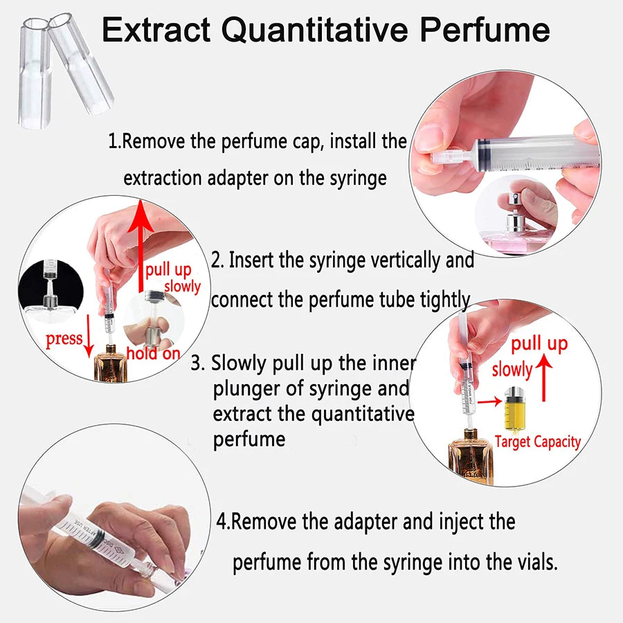 12-piece perfume dispenser set - 2 syringes, 2 pipettes, 2 perfume separators, 2 converters, 2 funnels, 2 spring-loaded pipettes