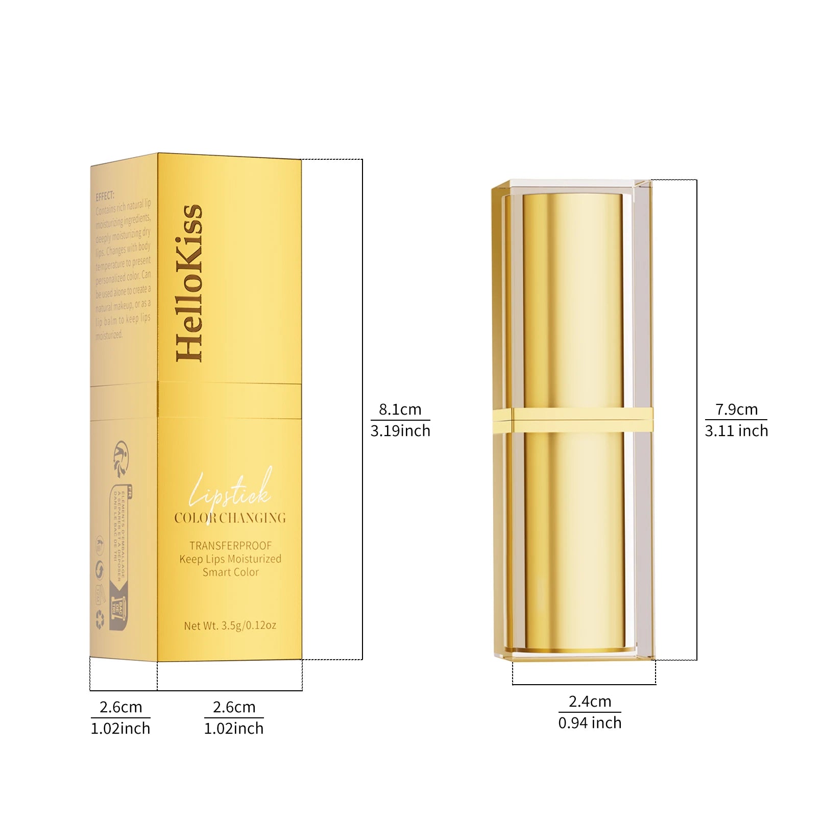 Color Changing Lipstick,Gold Crystal Ph Lipstick Color Changing,Long Lasting 24 Hours Moisturizing Glossy Shine Lip Gloss