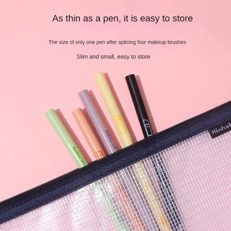 4 IN 1 Multifunctional Makeup Brushes Set Makeup Gadget Detachable Lip Eyeshadow Brush Sponge Eyeshadow Brush for Home Travel