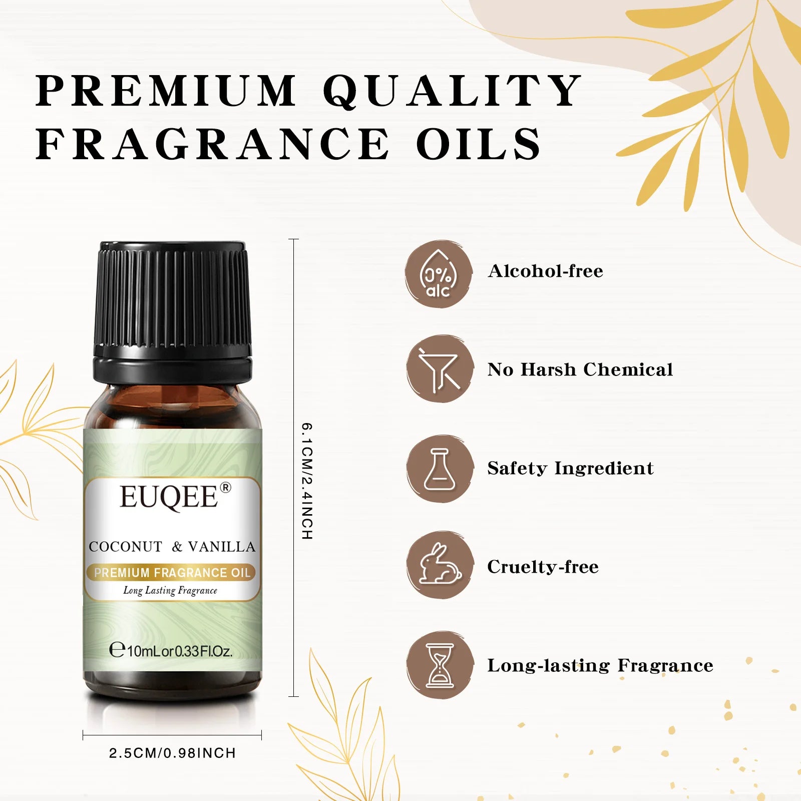 EUQEE 10ML Coconut & Vanilla Bubble Gum Fragrance Oil Coffee Pumpkin Pie Cedarwood Premium Aroma Oils For Making Candle,DIY Soap
