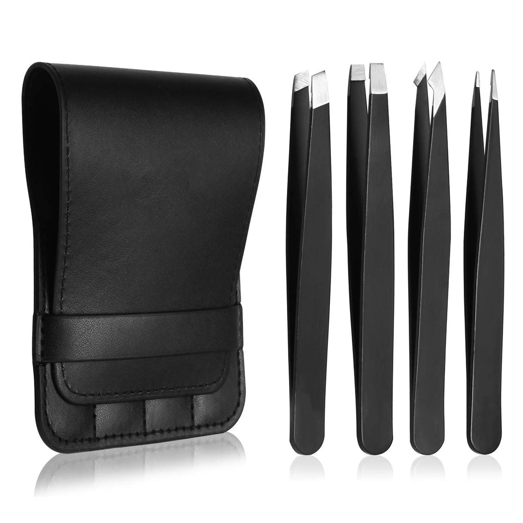 Tweezers Set 3-4pcs Premium Stainless Steel Eyebrow Precision Sharp Tip Tweezers for Body Ingrown and Facial Hair Removal