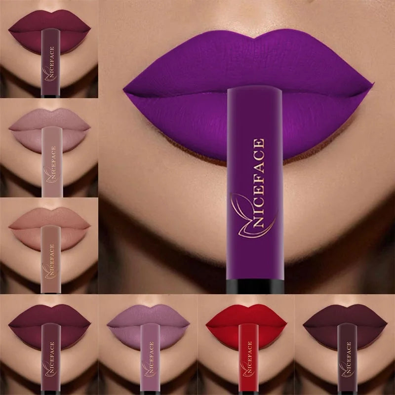 Nude Liquid Lipstick Ultra Matte Velvet Long Lasting Women Beauty Red Nonstick Cup Waterproof Purple Lip Gloss Lips Cosmetics