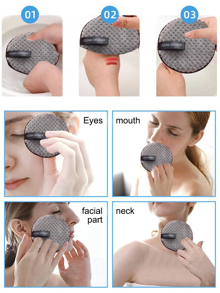 4PCS Makeup Remover Microfiber Cotton Pad Cosmetics Washable Makeup Towel Cleaning Sponge Skin Care Tool Makeup Remover and Faci