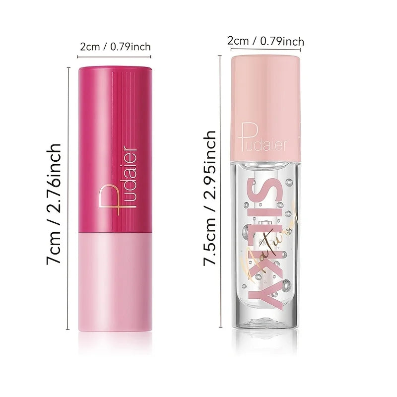Silky lipstick and nourishing lip oil set, matte matte pointed lipstick, dual-purpose, Christmas gift choice.