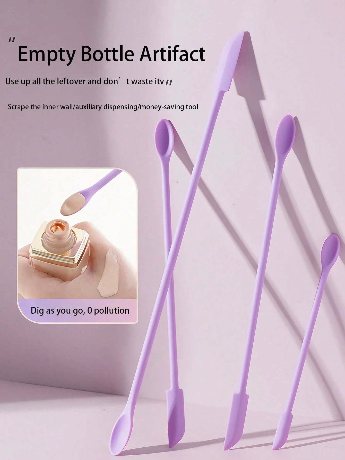 1/3Pcs Silicone Empty Bottle Scraper With Black Scraper, Foundation Scraper, Tiny Lotion Jar Scraper to Get Last of Makup