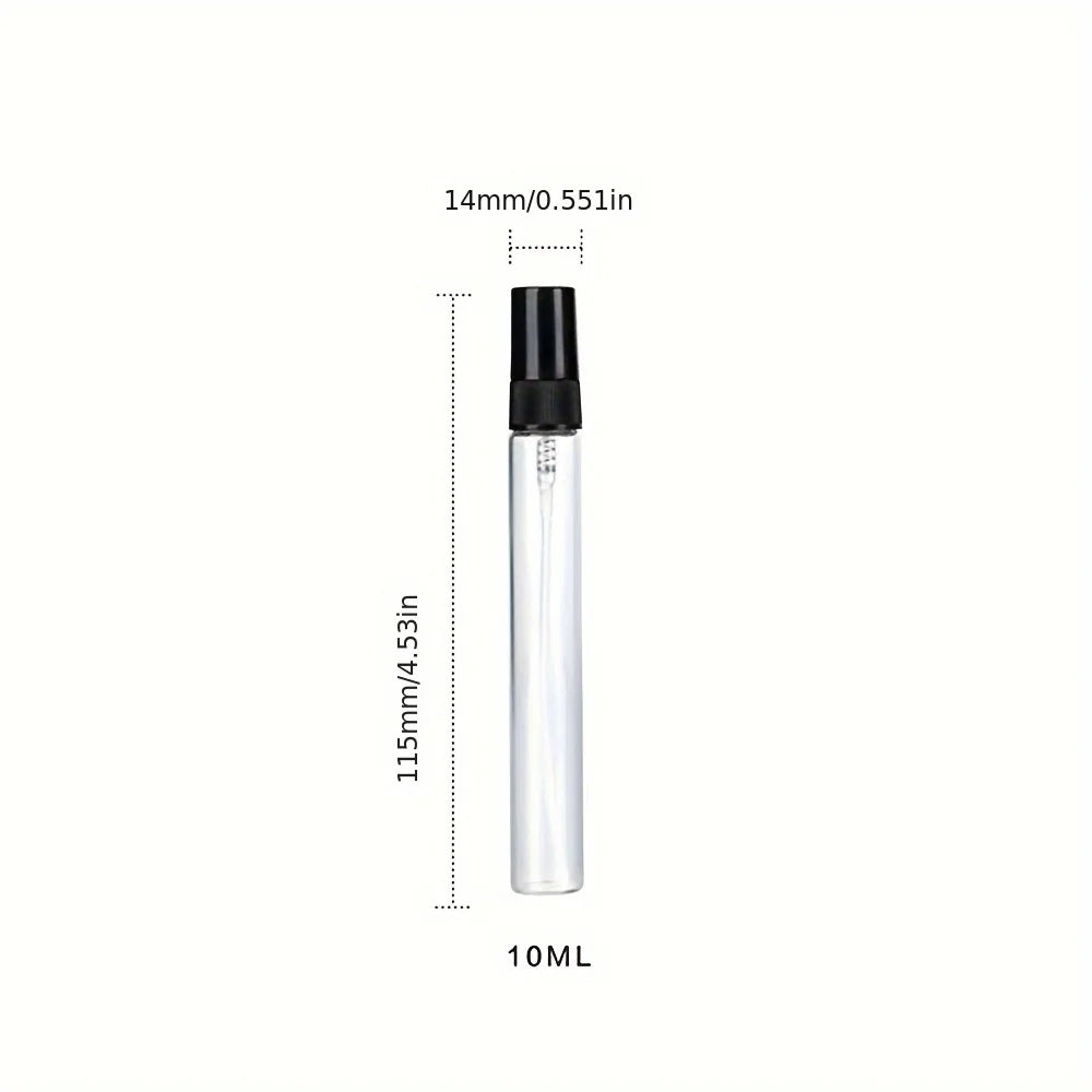 50pcs 4 Accessories 10ML Refillable Glass Spray Bottle with 50 Spray Bottles, 1 Dropper, 1 Funnel, 1 Dispenser Divan, 1 Syringe