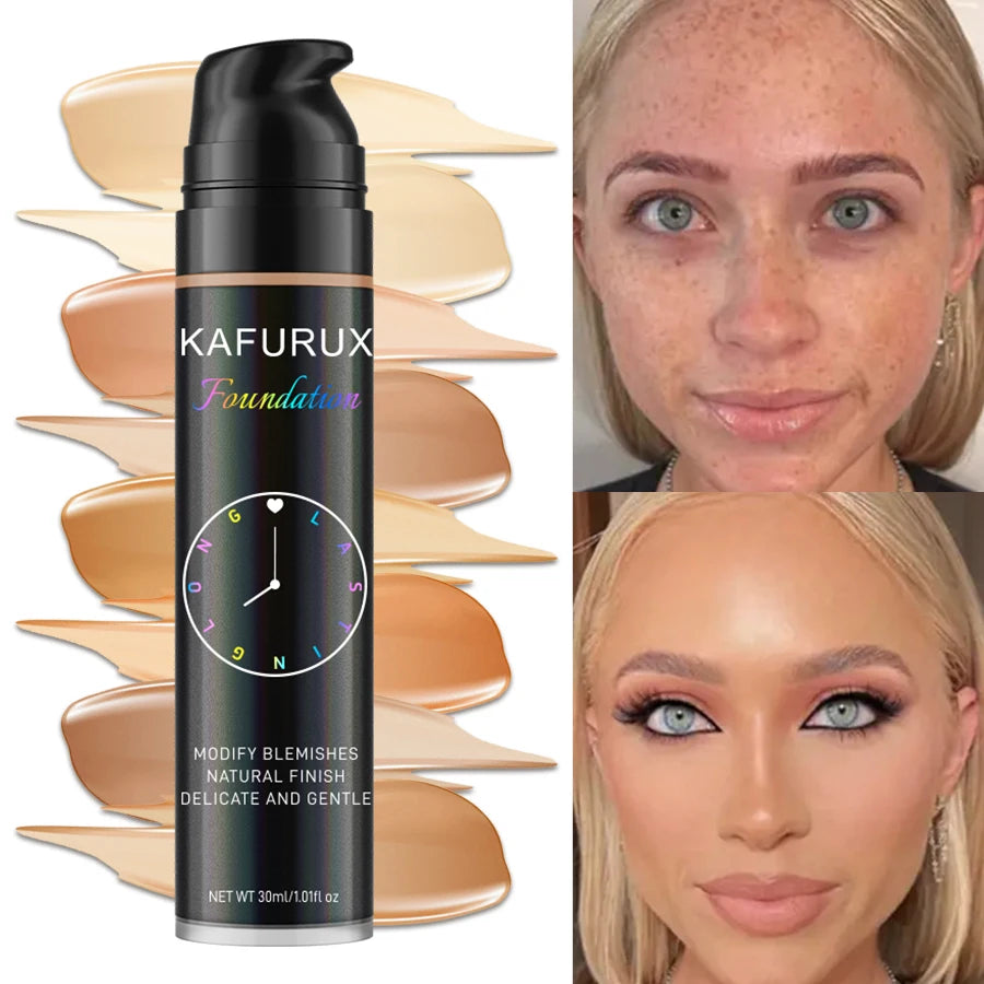 8-Color Liquid Foundation Makeup Set Waterproof Sweat-Resistant Concealer Professional Korean Style Face Base for Flawless Look