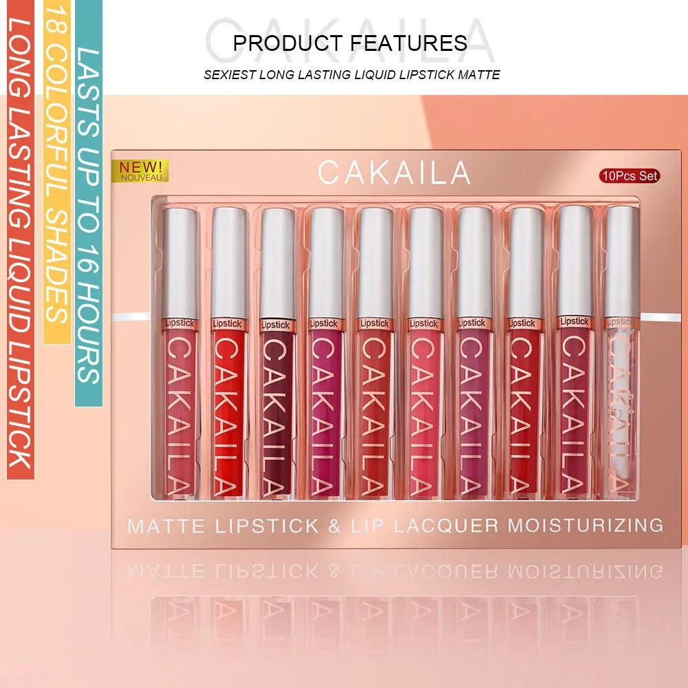 4pcs/10pcs/set Nude Lip Gloss Matte Velvet Lipstick Waterproof Long-lasting  Liquid Lipstick Women Moist Lip Tint