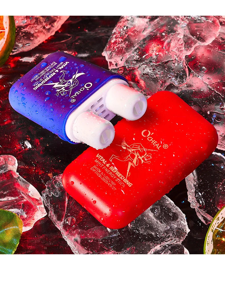 O'cheal Energy Stick Double Hole Energizing Energy Bar Fresh Mint Scent Refreshing Fatigue Relief Inhaler Energy Vapors Stick